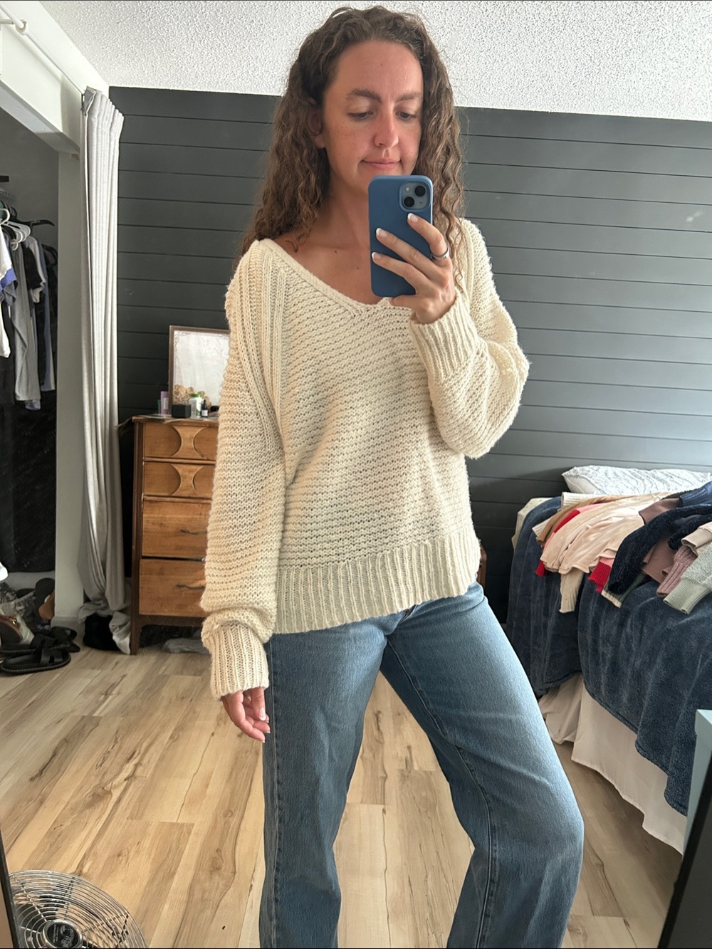 Universal Thread Off-the-Shoulder Chunky Knit Sweater - Cream